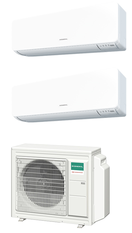 Unità esterna 3 attacchi 24.000 btu/H + nr 2 unità interne a parete 9.000 btu/H serie KETF