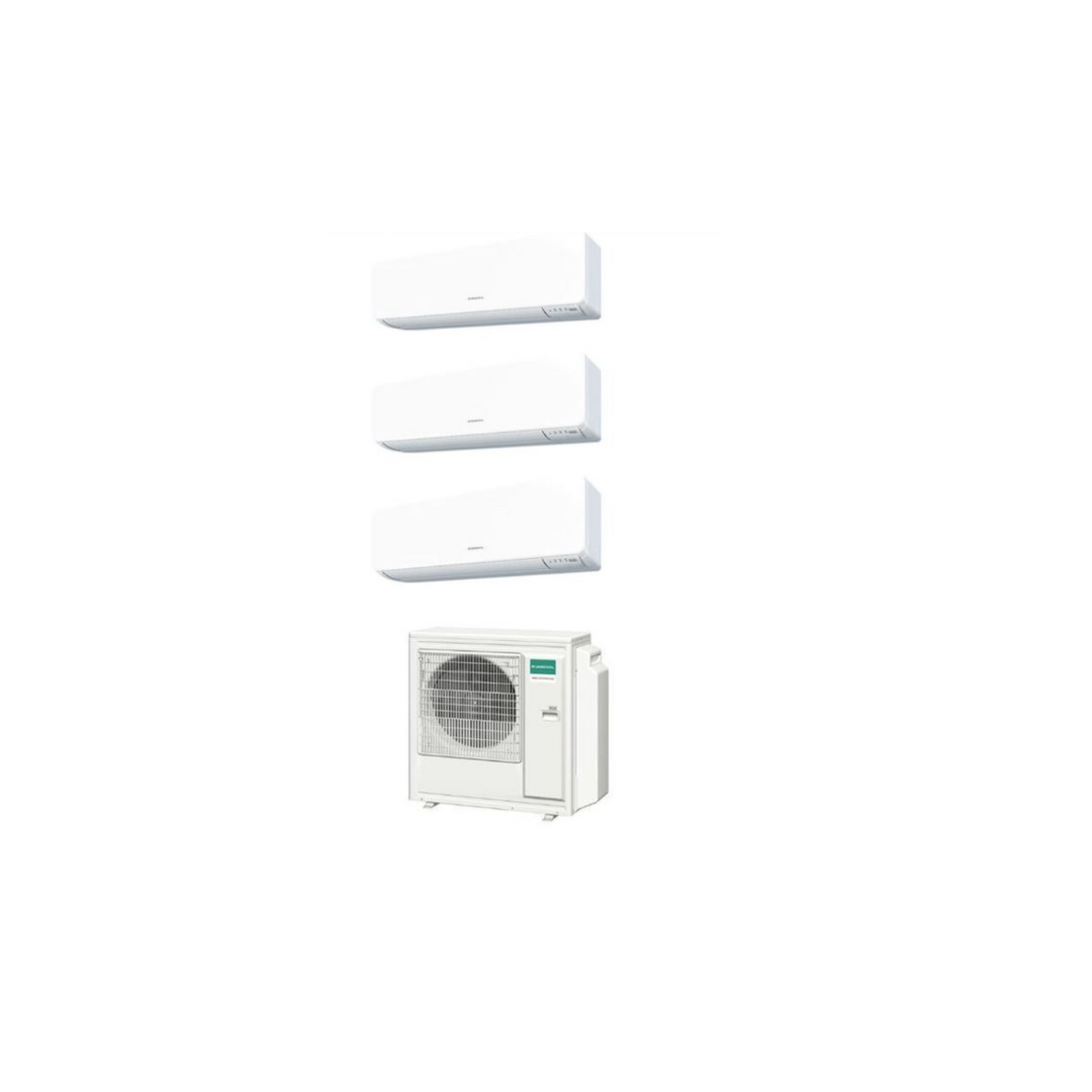 Unità esterna 4 attacchi 30.000 btu/H + nr. 3 unità interne a parete, Serie KETF, 9000 btu/H, Wi-Fi integrato, Colore Bianco