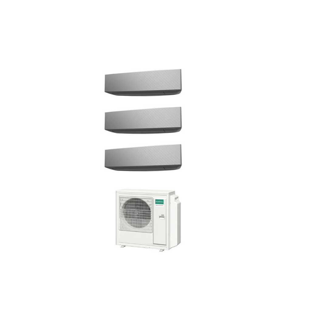 Unità esterna 4 attacchi 30.000 btu/H + nr. 3 unità interne a parete, Serie KETF-B, 9000 btu/H, Wi-Fi integrato, Colore Silver