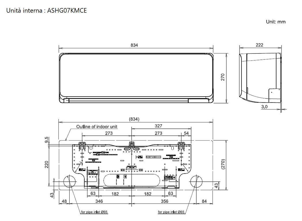 Unità esterna 4 attacchi 30.000 btu/H + nr 2 unità interne a parete 7.000 btu/H serie KMCE + 1 unità interna a parete 18.000 btu/H serie KMTE