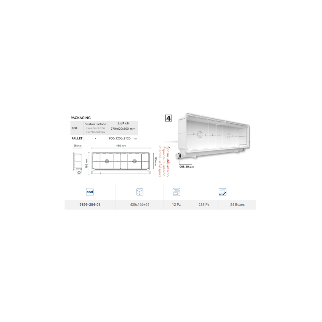 CASSETTA PREDISPOSIZIONE HYDRONIC BOX USCITA SCARICO DUAL PLUS