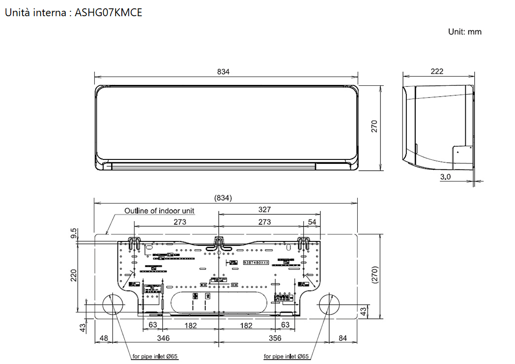 Unità esterna 2 attacchi 14.000 btu/H + nr 2 unità interne a parete 7.000 btu/H serie KMCE