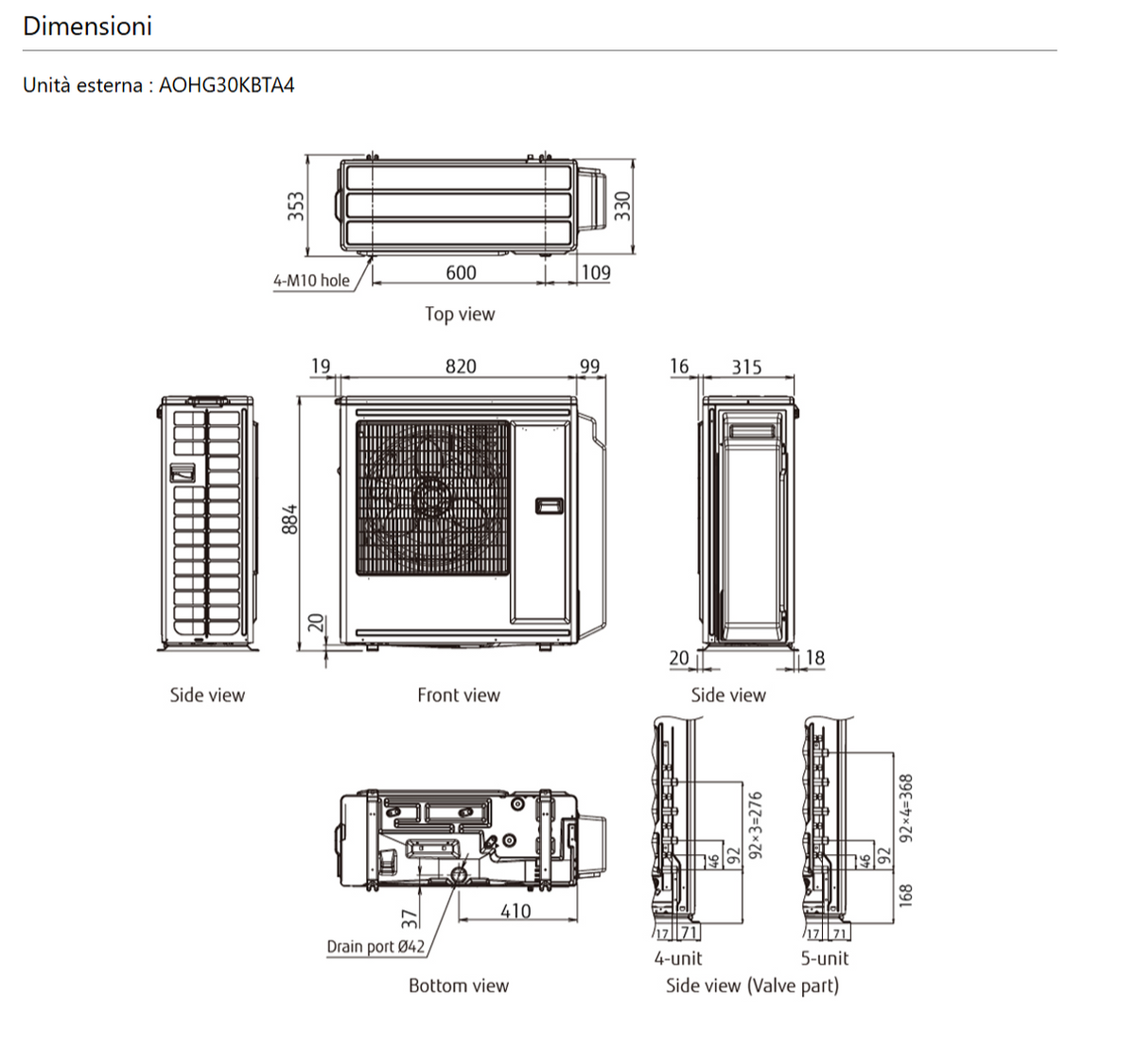 Unità esterna Multisplit 4 attacchi - 30.000 btu/H