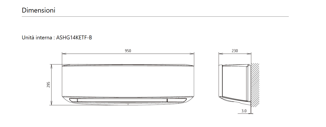 Unità interna a parete - Serie Design KETF SILVER - 14.000 btu/H