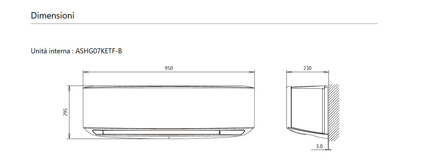 Unità interna a parete - Serie Design KETF SILVER - 7.000 btu/H