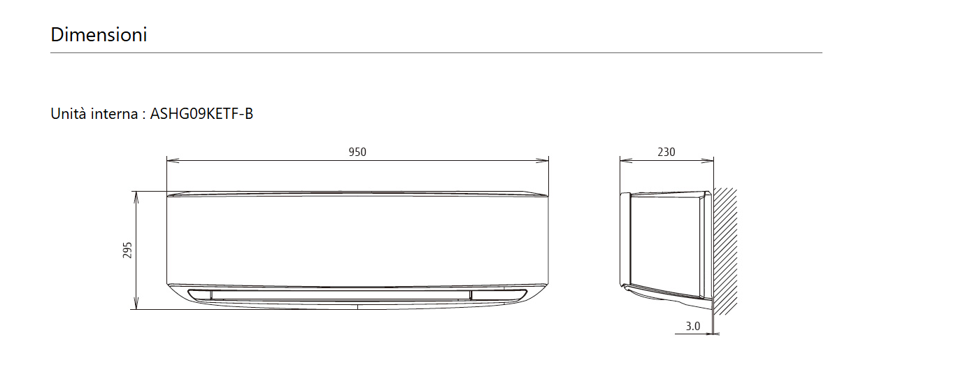 Unità interna a parete - Serie Design KETF SILVER - 9.000 btu/H