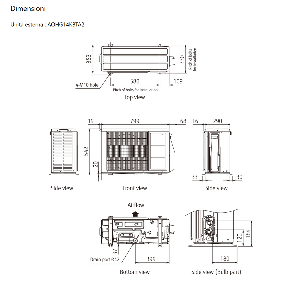 Unità esterna Multisplit 2 attacchi - 14.000 btu/H