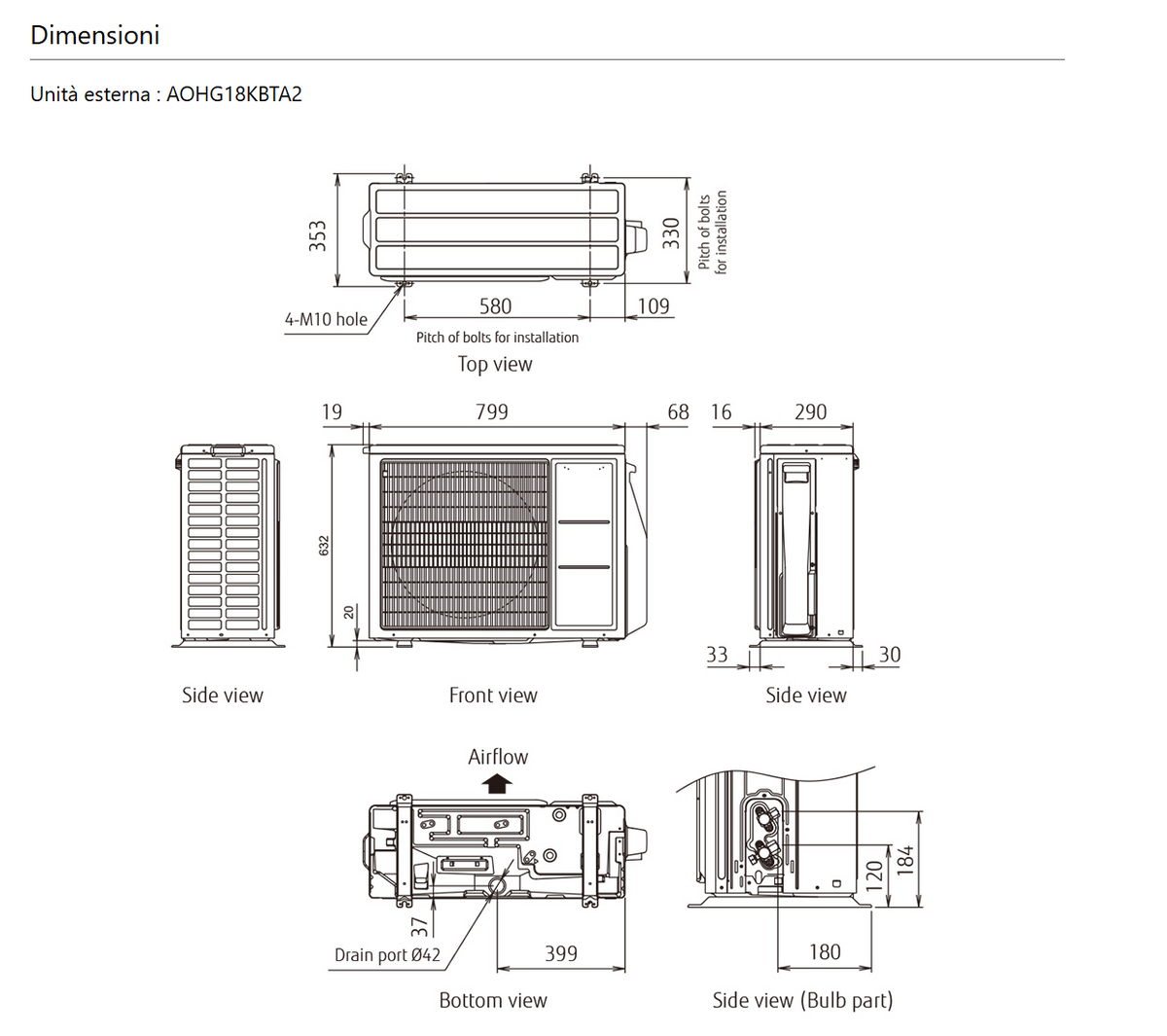 Unità esterna Multisplit 2 attacchi - 18.000 btu/H