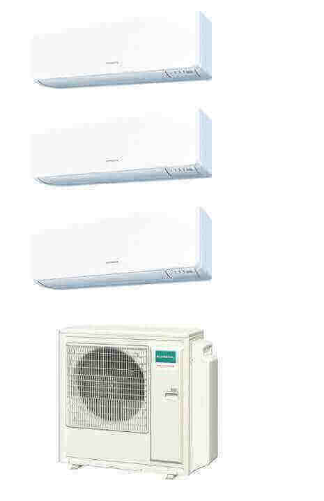 Unità esterna 4 attacchi 30.000 btu/H + nr 1 unità interne a parete 7.000 btu/H serie KMCE + nr 1 unità interne a parete 12.000 btu/H serie KMCG + 1 unità interna a parete 24.000 btu/H serie KMTE